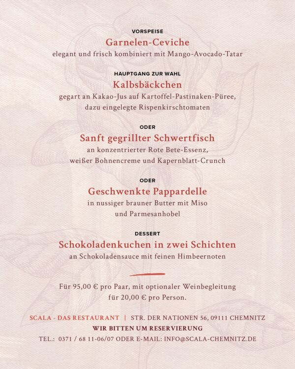 Das aphrodisierende Valentinstag Dinner in Chemnitz